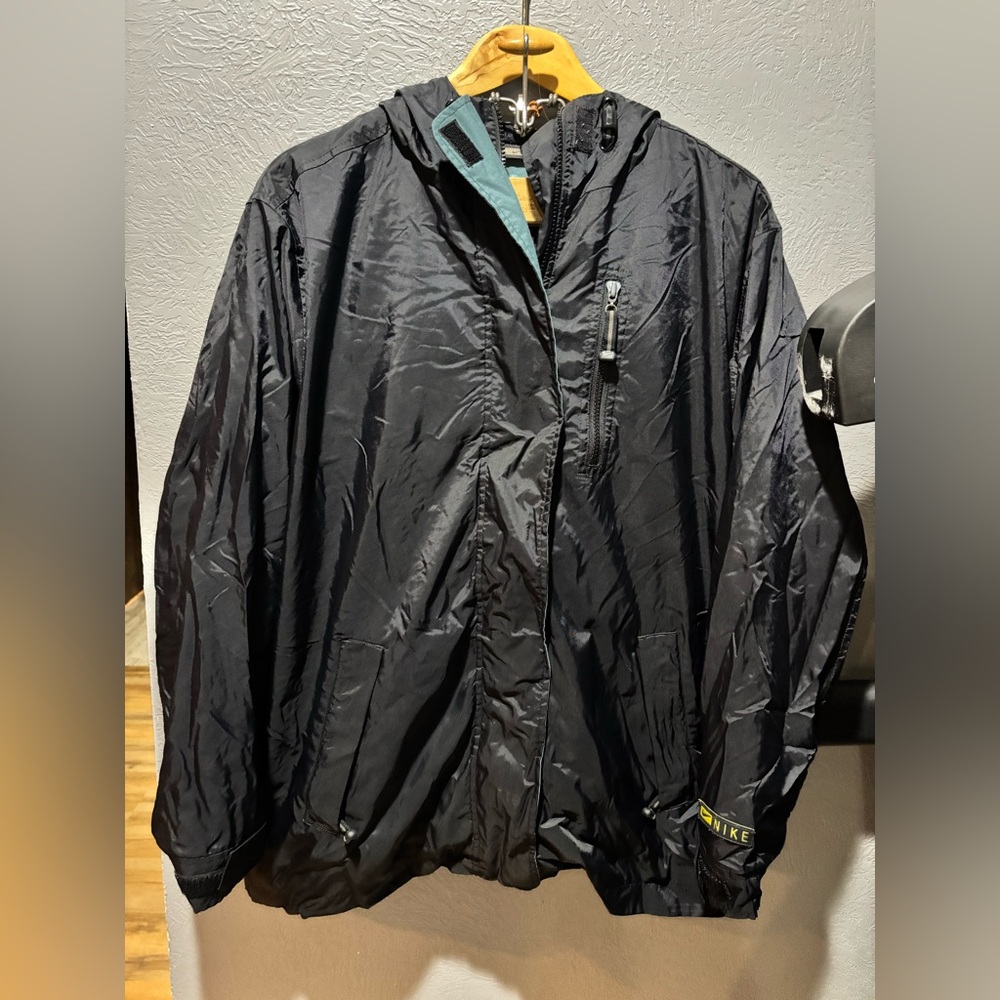 VTG Nike 2-N-1 Black heavyweight lined full zip up hooded coat size Large